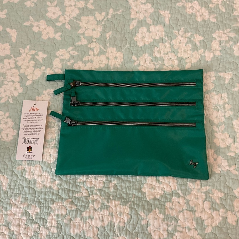 Lug Kelly Green Triple Zipper Pouch